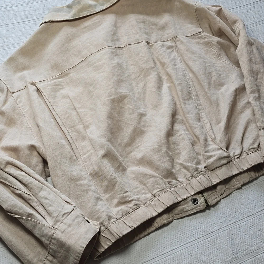 Hei Hei Anthropologie Ronan Camo Cropped Linen Jacket Women's Size S (3mm mark) - Picture 12 of 16